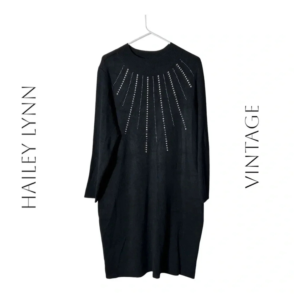 2024. VINTAGE HAILEY LYNN LONG SLEEVE STUDDED SWEATER‎ DRESS SIZE X-LARGE